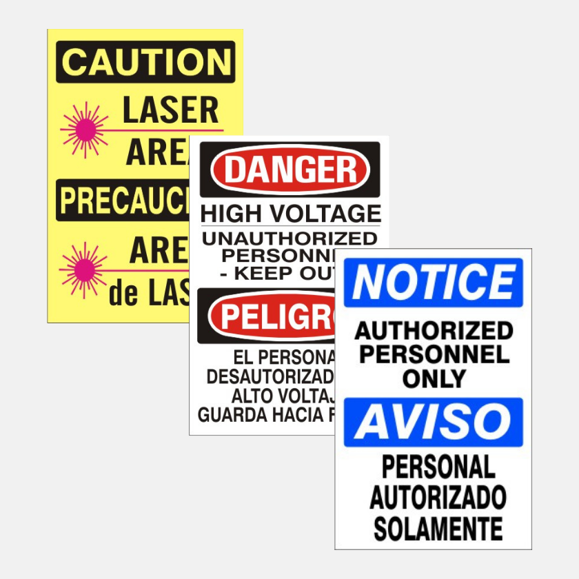 Bilingual Signs — Safety & Packaging Sales