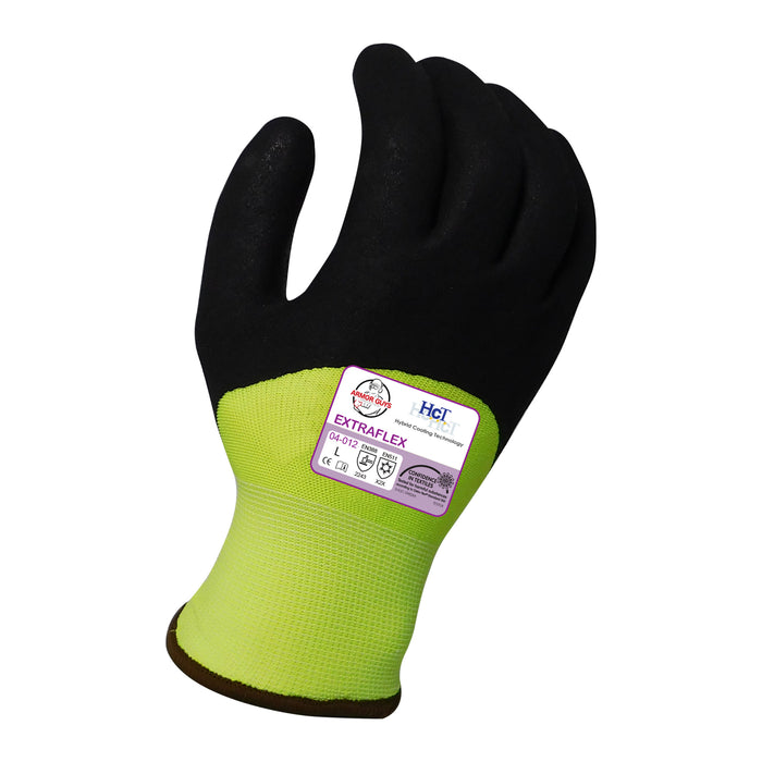 ExtraFlex® Winter 13g Hi-Vis Yellow Nylon Liner w/7g Poly-Acrylic Lining w/Black HCT® Micro Foam Latex ¾ Coating