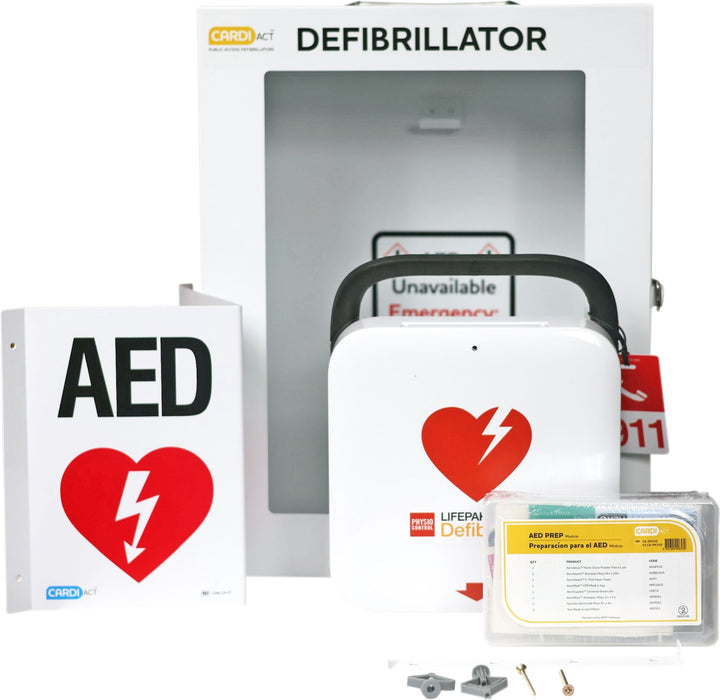 CARDIACT™ LIFEPAK CR2 Fully-automatic, Cellular, Eng. Spa. Handle Alarmed Cabinet
