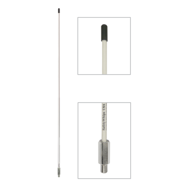 3' Light Duty Whip, 5/16" Fiberglass Whip w/ Threaded Bulkhead