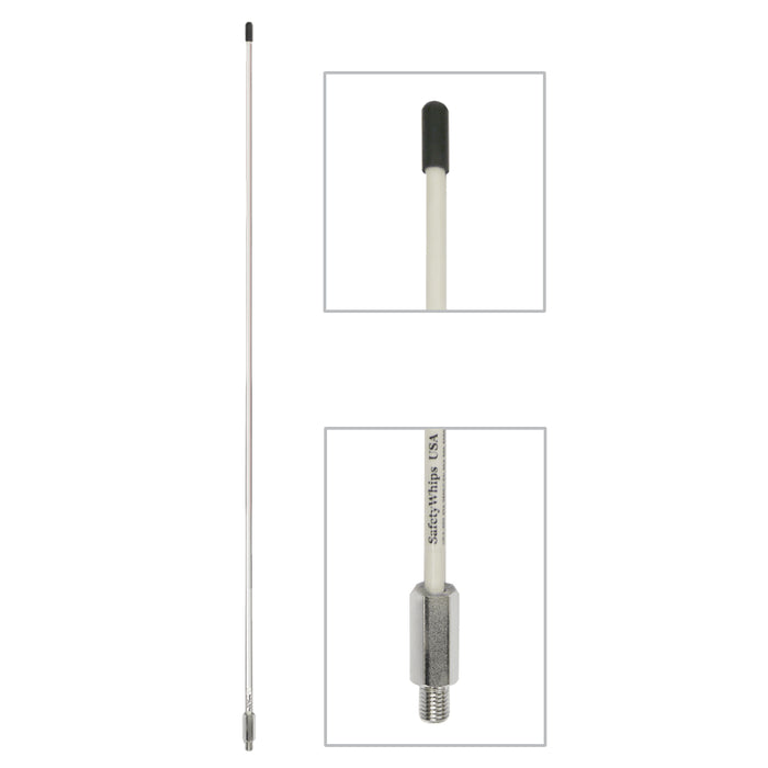 4' Light Duty Whip, 5/16" Fiberglass Whip w/Threaded Bulkhead