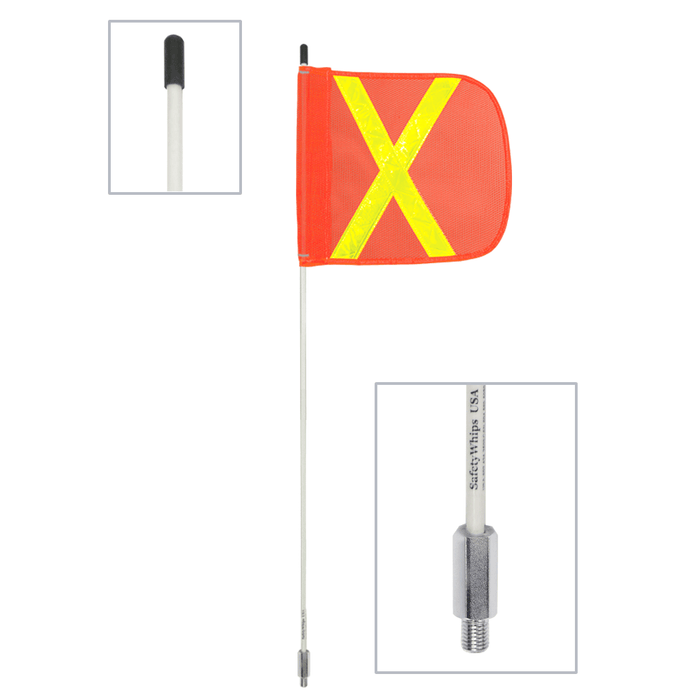 3' Light Duty Whip, .375" Fiberglass Whip w/Threaded Bulkhead