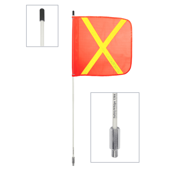 3' Light Duty Whip, .375" Fiberglass Whip w/Threaded Bulkhead