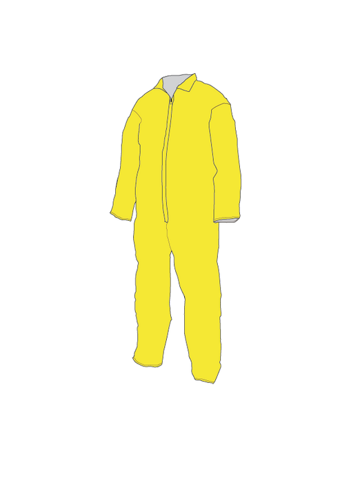Chem-Guard™ - Coverall w/ PE Barrier File Coated, Elastic Wrists & Ankles, Zipper Front, Yellow