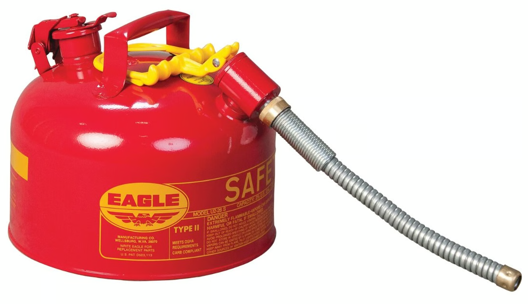Type II Safety Can, 2.5 Gallon Red w/7/8" O.D. Flex Spout