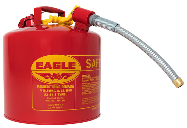 Type II Safety Can, 5 Gallon Red w/7/8" O.D. Flex Spout