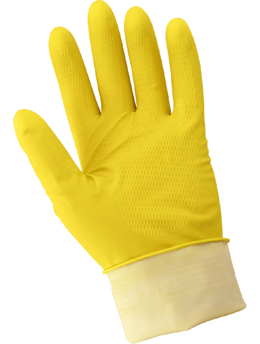Economy Yellow Flock-Lined Latex, Diamond Pattern Grip, 12"