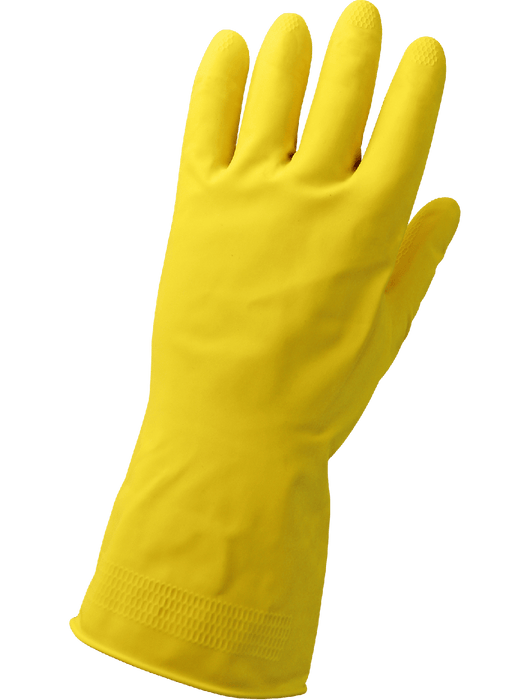 Economy Yellow Flock-Lined Latex, Diamond Pattern Grip, 12"