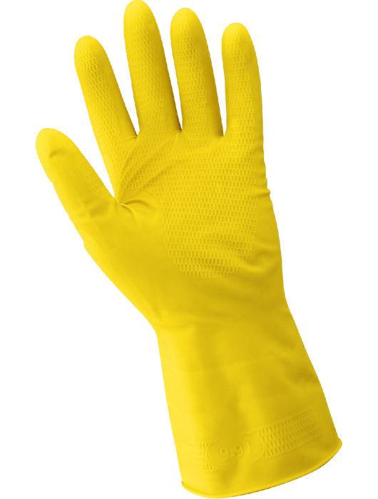 Economy Yellow Flock-Lined Latex, Diamond Pattern Grip, 12"