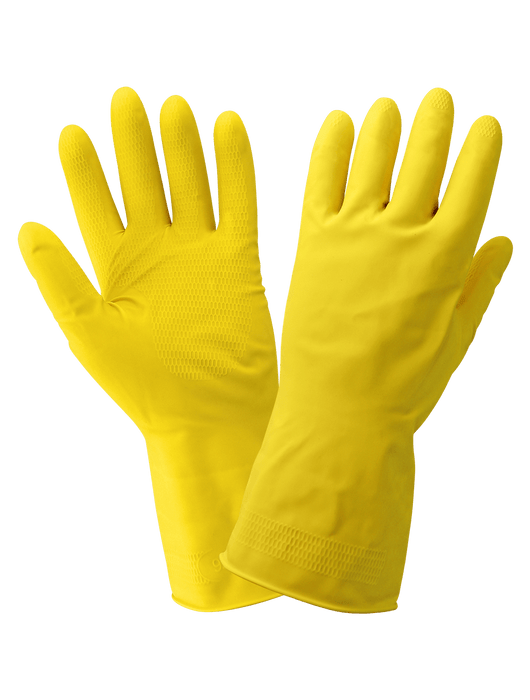 Economy Yellow Flock-Lined Latex, Diamond Pattern Grip, 12"