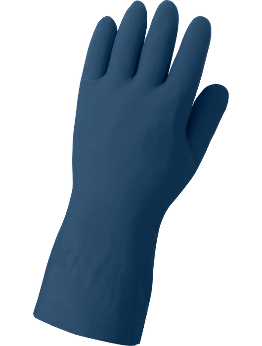 FrogWear® 17 mil Blue Unlined Latex Rubber, Blue, Diamond Pattern Grip, 12"