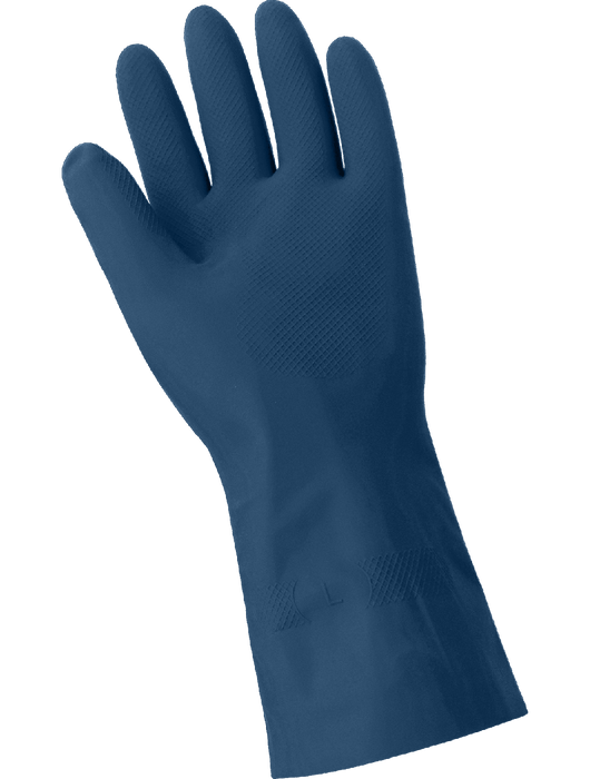 FrogWear® 17 mil Blue Unlined Latex Rubber, Blue, Diamond Pattern Grip, 12"