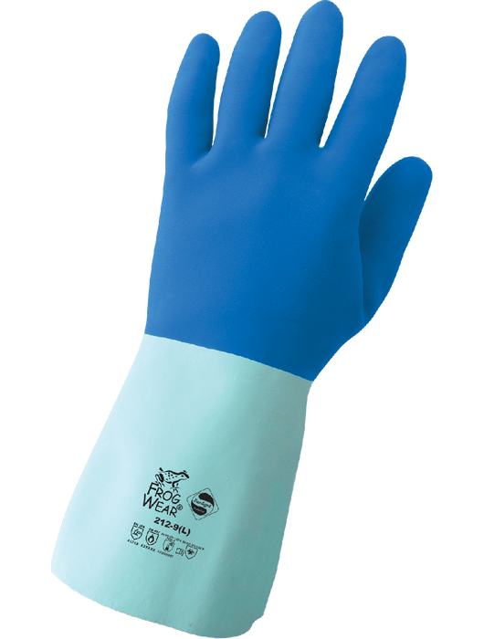 FrogWear™ - Blue Flexible Natural Rubber, Interlock Liner, 12", Rough Wet Grip Finish, Actifresh® Treated
