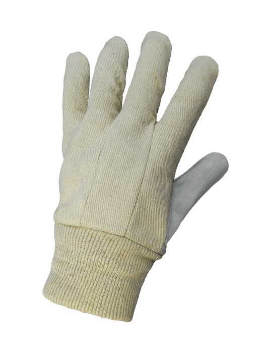Economy Shoulder Split Cow Leather Palm, Clute Cut, Canvas Back and Knit Wrist