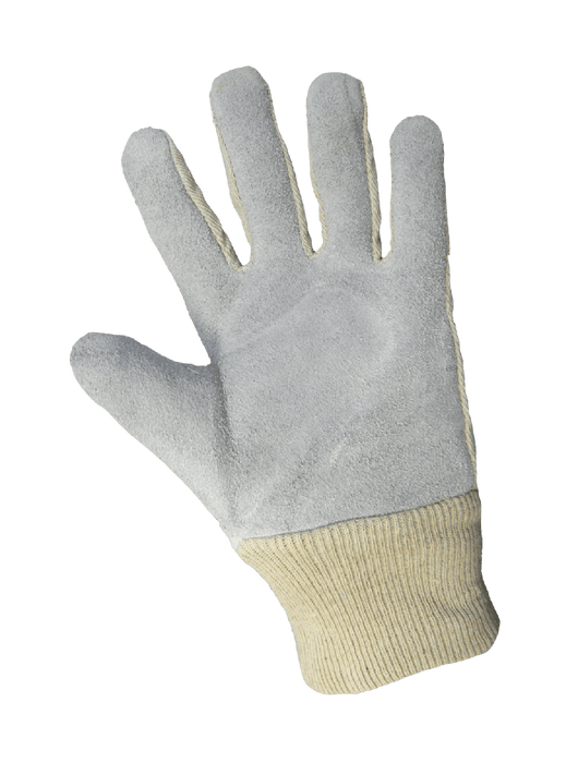 Economy Shoulder Split Cow Leather Palm, Clute Cut, Canvas Back and Knit Wrist