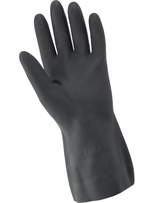 FrogWear® Premium Black Flock-Lined 30-Mil Neoprene Unsupported Gloves with Honeycomb Pattern Grip