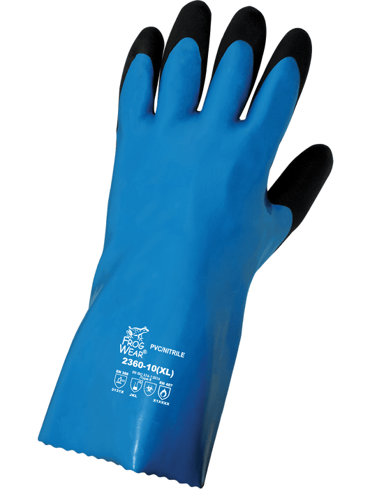 FrogWear® 12" Blue Seamless Super Flexible 70% PVC & 30% Nitrile, 18-Gauge Nylon Liner