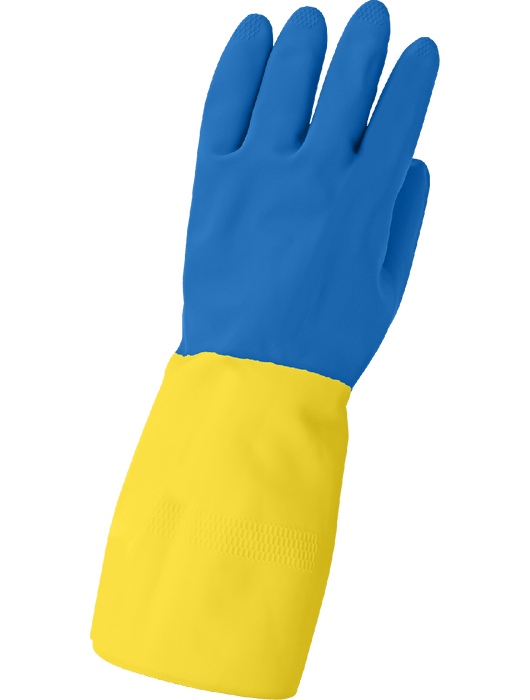 28 mil Blue Flocklined Neoprene Over Yellow Latex Rubber, 13"