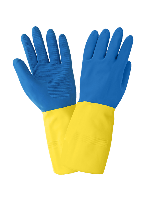 28 mil Blue Flocklined Neoprene Over Yellow Latex Rubber, 13"