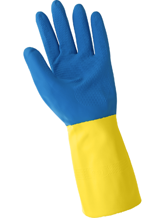 28 mil Blue Flocklined Neoprene Over Yellow Latex Rubber, 13"