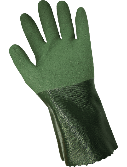 FrogWear™- Green ¾ Dip Mach Finish Nitrile Over Full Dipped Nitrile, 12", Liquid Repellent