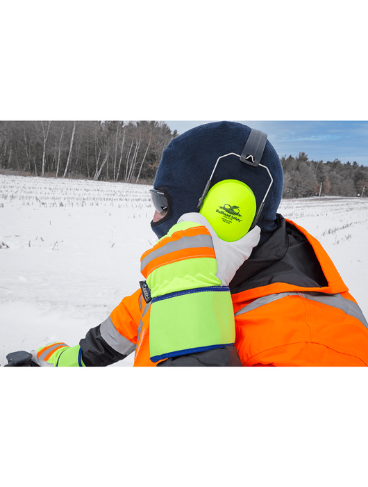 Low-Temperature Leather Palm, Premium-Grade White Grain Goatskin Leather, Waterproof Bladder, Silver Reflective Knuckle w/Contrasting Orange Trim