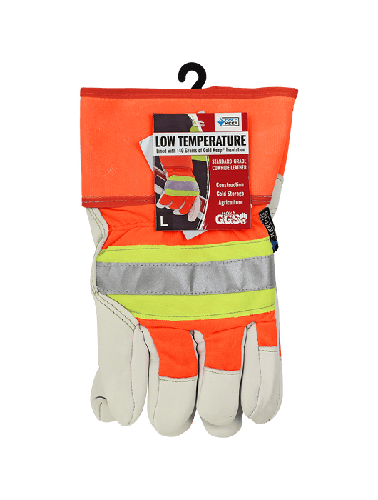 Premium Grade Cowhide Insulated Hi-Vis Gloves w/ Safety Cuff