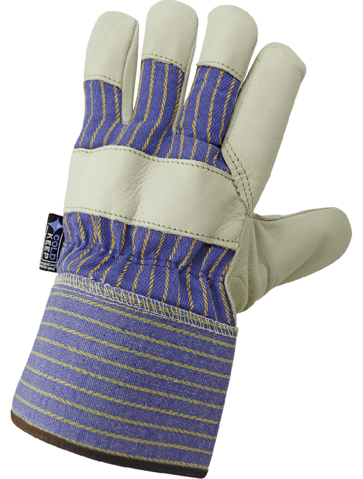 Low-Temperature Leather Palm, Standard-Grade Beige Grain Cowhide Leather, Leather Knuckle Band, 140 grams of Cold Keep® Insulation, Wing Thumb, Safety Cuff