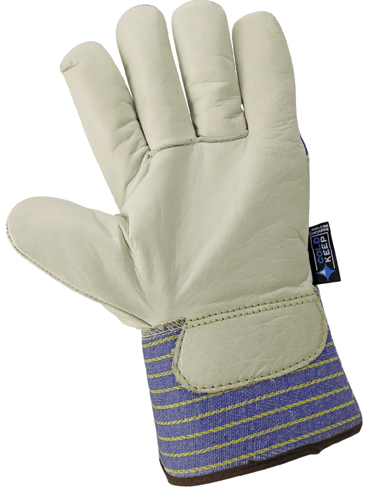 Low-Temperature Leather Palm, Standard-Grade Beige Grain Cowhide Leather, Leather Knuckle Band, 140 grams of Cold Keep® Insulation, Wing Thumb, Safety Cuff
