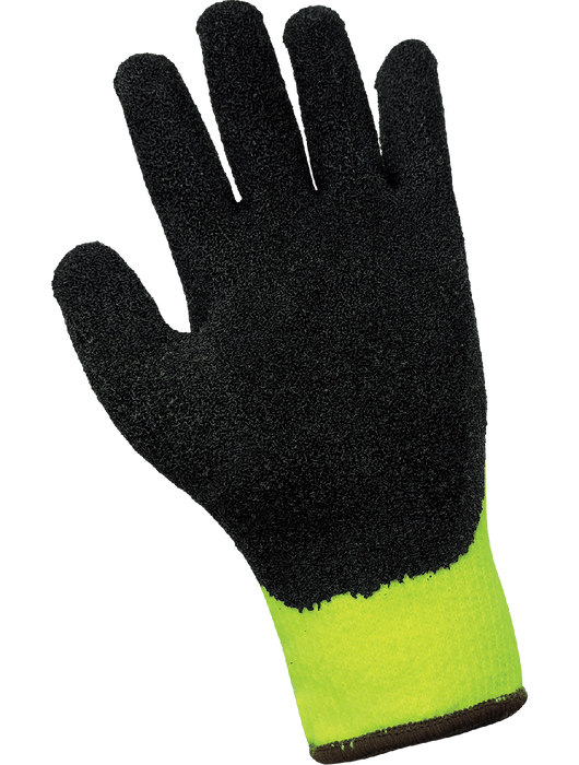 Ice Gripster® - Black Etched Foam Rubber Dip, Water Repellent Hi-Vis Neon Brushed Acrylic Terry Cloth