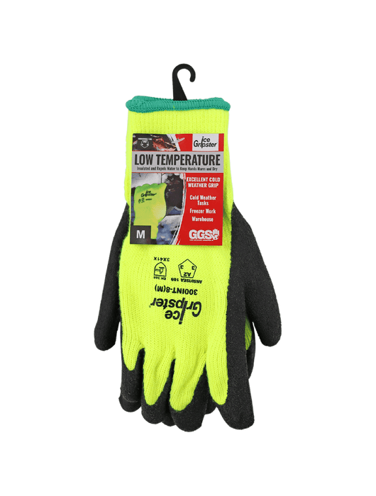Ice Gripster® - Black Etched Foam Rubber Dip, Water Repellent Hi-Vis Neon Brushed Acrylic Terry Cloth