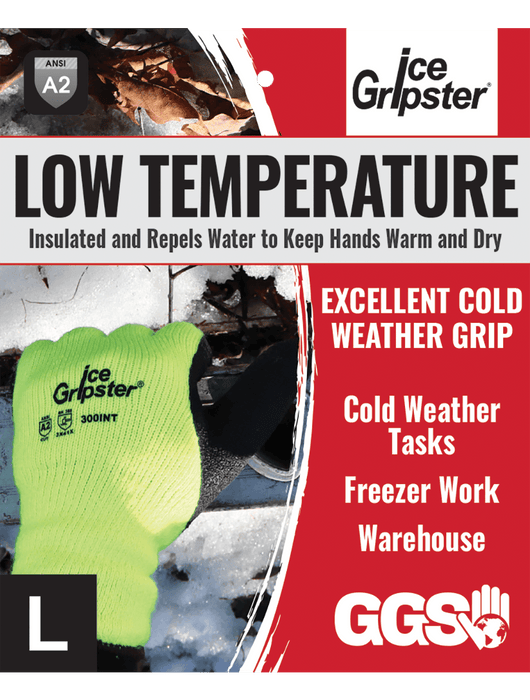 Ice Gripster® - Black Etched Foam Rubber Dip, Water Repellent Hi-Vis Neon Brushed Acrylic Terry Cloth