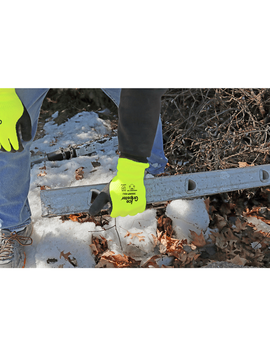 Ice Gripster® - Black Etched Foam Rubber Dip, Water Repellent Hi-Vis Neon Brushed Acrylic Terry Cloth