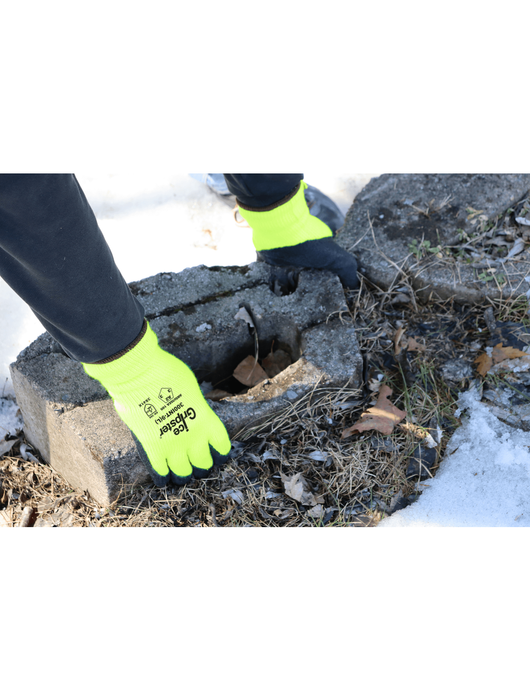 Ice Gripster® - Black Etched Foam Rubber Dip, Water Repellent Hi-Vis Neon Brushed Acrylic Terry Cloth