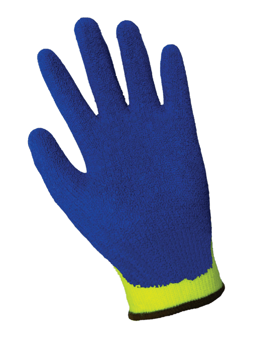 Gripster® - 10-Gauge Hi-Vis Neon Polyester Shell, Blue Etched Rubber