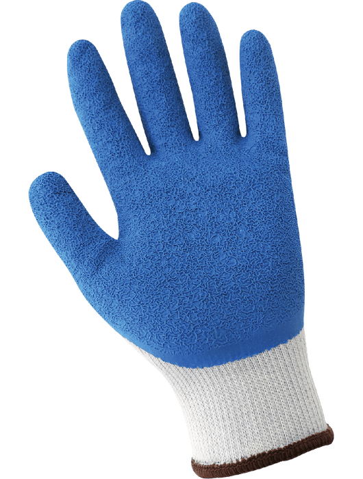 Gripster® - Palm Dipped Blue Rubber, Seamless Gray 10-Gauge Poly/Cotton Liner, Knit Wrist