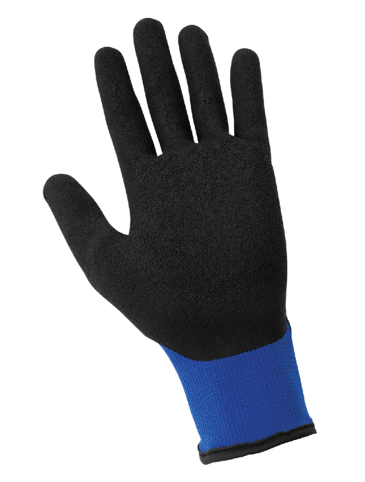 Vise Gripster® - 13-Gauge Seamless Blue Nylon Liner, Palm Dipped Black Rubber, Knit Wrist, Hook & Loop Closure