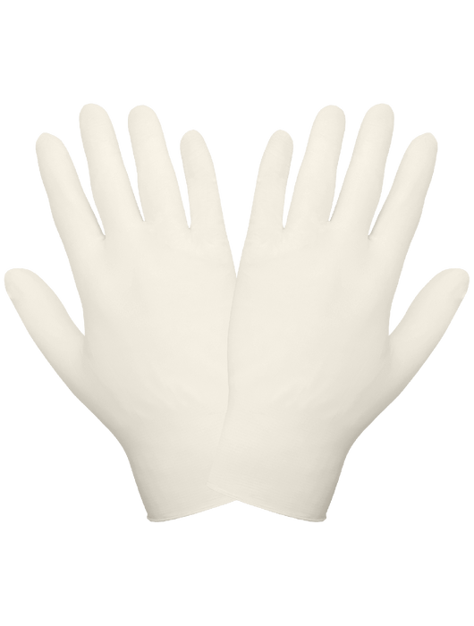 Disposable Latex, 5 mil, Industrial-Grade, Textured Fingertips, 9½", Rolled/Beaded Cuff, FDA Compliant