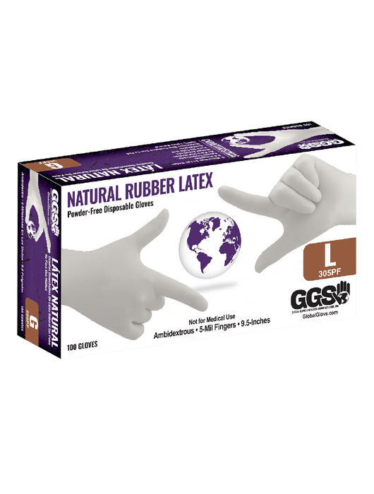 Disposable Latex, 5 mil, Industrial-Grade, Textured Fingertips, 9½", Rolled/Beaded Cuff, FDA Compliant