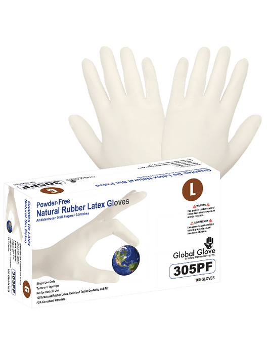 Disposable Latex, 5 mil, Industrial-Grade, Textured Fingertips, 9½", Rolled/Beaded Cuff, FDA Compliant