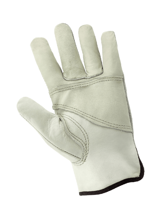 Economy Grade Gray Cow Grain Patch Palm Drivers, Split Back, w/ Keystone Thumb