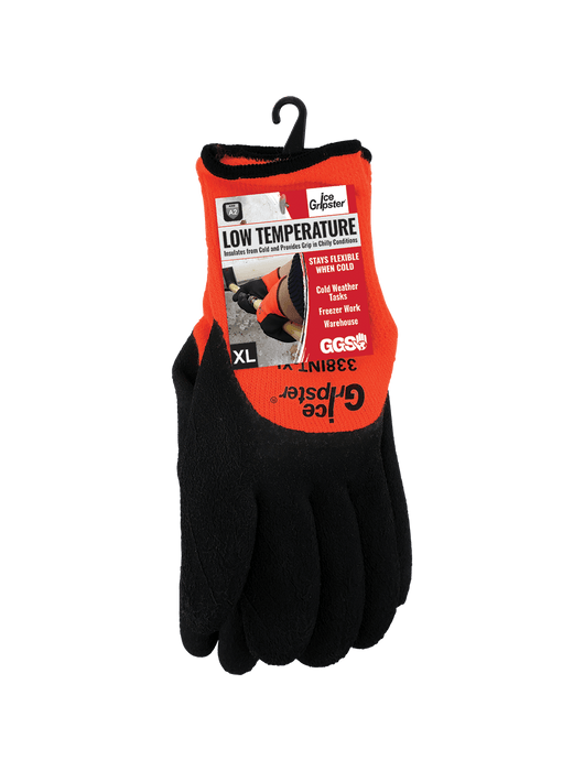 Ice Gripster® - Heavy Napped Acrylic Shell, 3/4 Dipped Black Foam Latex, Hi-Vis Orange Shell, ANSI Cut Level A2