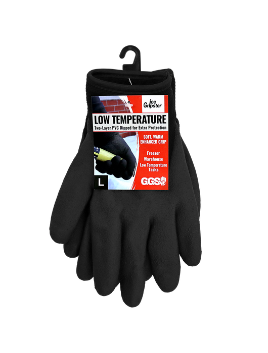 Ice Gripster® Double Layer Shell of Nylon & Terry Cloth, ¾ Dip Black Foam PVC, ANSI/ISEA 105 Cut Level A2