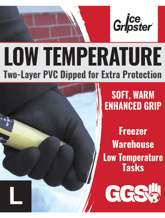 Ice Gripster® Double Layer Shell of Nylon & Terry Cloth, ¾ Dip Black Foam PVC, ANSI/ISEA 105 Cut Level A2