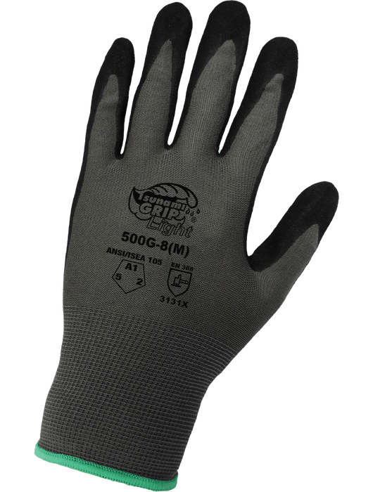 Tsunami Grip® Light - Black Single Dip Mach Finish Nitrile, 13-Gauge Gray Nylon Shell
