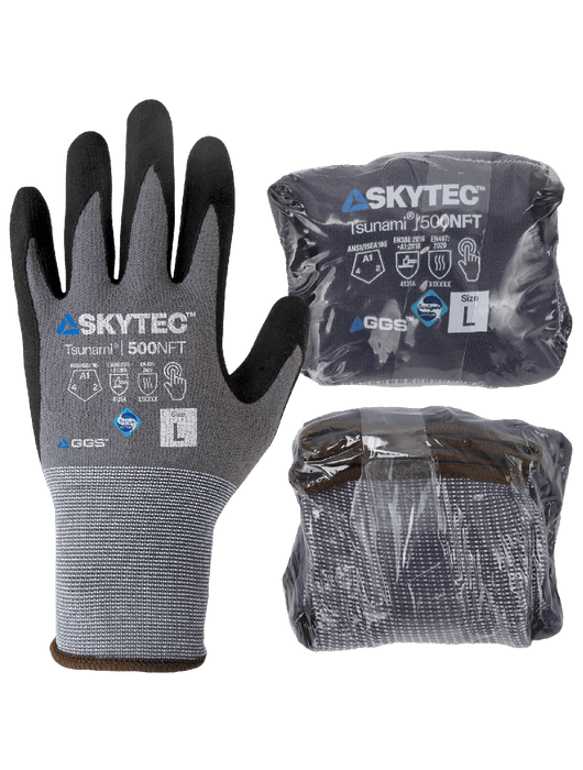 Tsunami Grip® - New Foam Technology Nitrile, 15 Gauge Gray Nylon Shell, Vend Pack