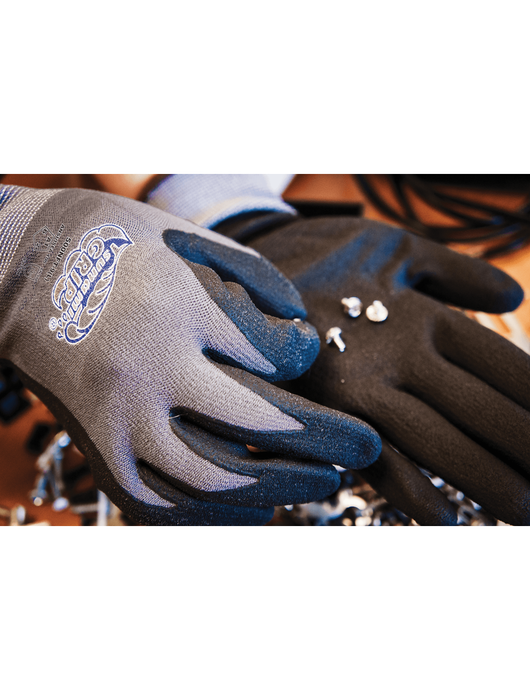 Tsunami Grip® - New Foam Technology Nitrile, 15 Gauge Gray Nylon Shell