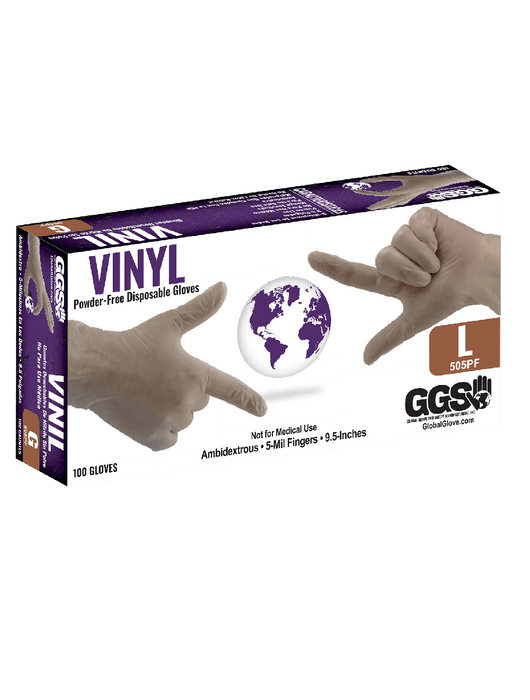 Industrial-Grade Powder Free, Clear Vinyl, 5-Mil, Smooth Finish, 9½", Rolled/Beaded Cuff, FDA Compliant