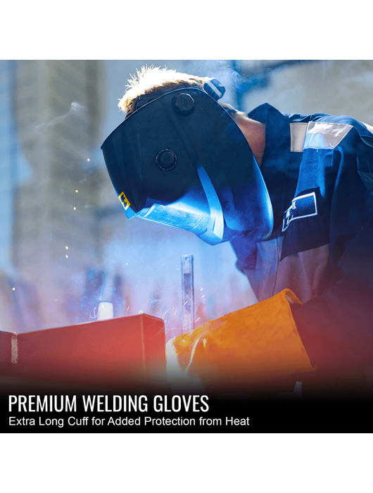Premium Multi-Hazard Reinforced Cowhide Leather Welding Gloves with Fleece Lining, ANSI/ISEA 105 Cut Level A2