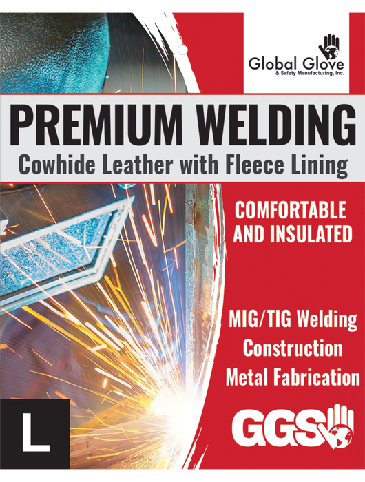 Premium Multi-Hazard Reinforced Cowhide Leather Welding Gloves with Fleece Lining, ANSI/ISEA 105 Cut Level A2